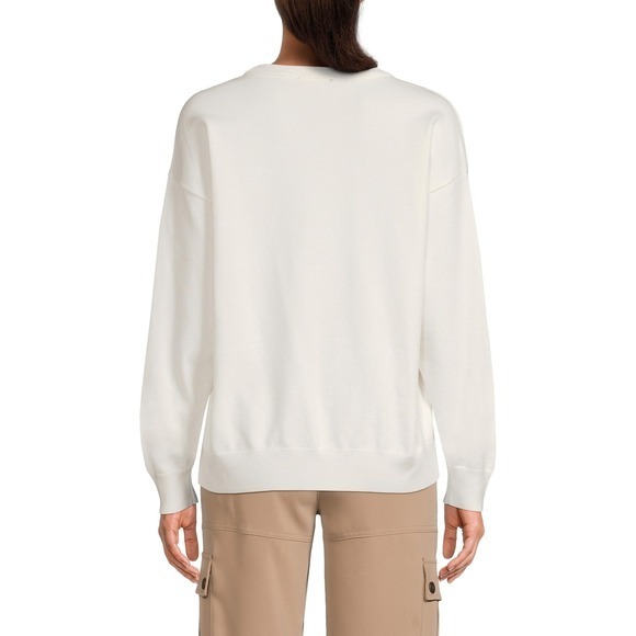 Karl Lagerfeld Paris Womens Crewneck Sweater Karlito Graphic Print White - Picture 2 of 8